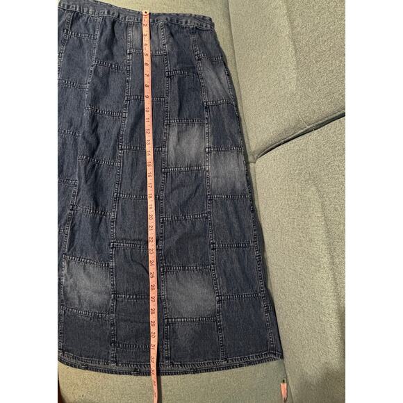 Studio West Womens Denim Patchwork Skirt Medium Cotton Y2K Boho Festival - Picture 6 of 7
